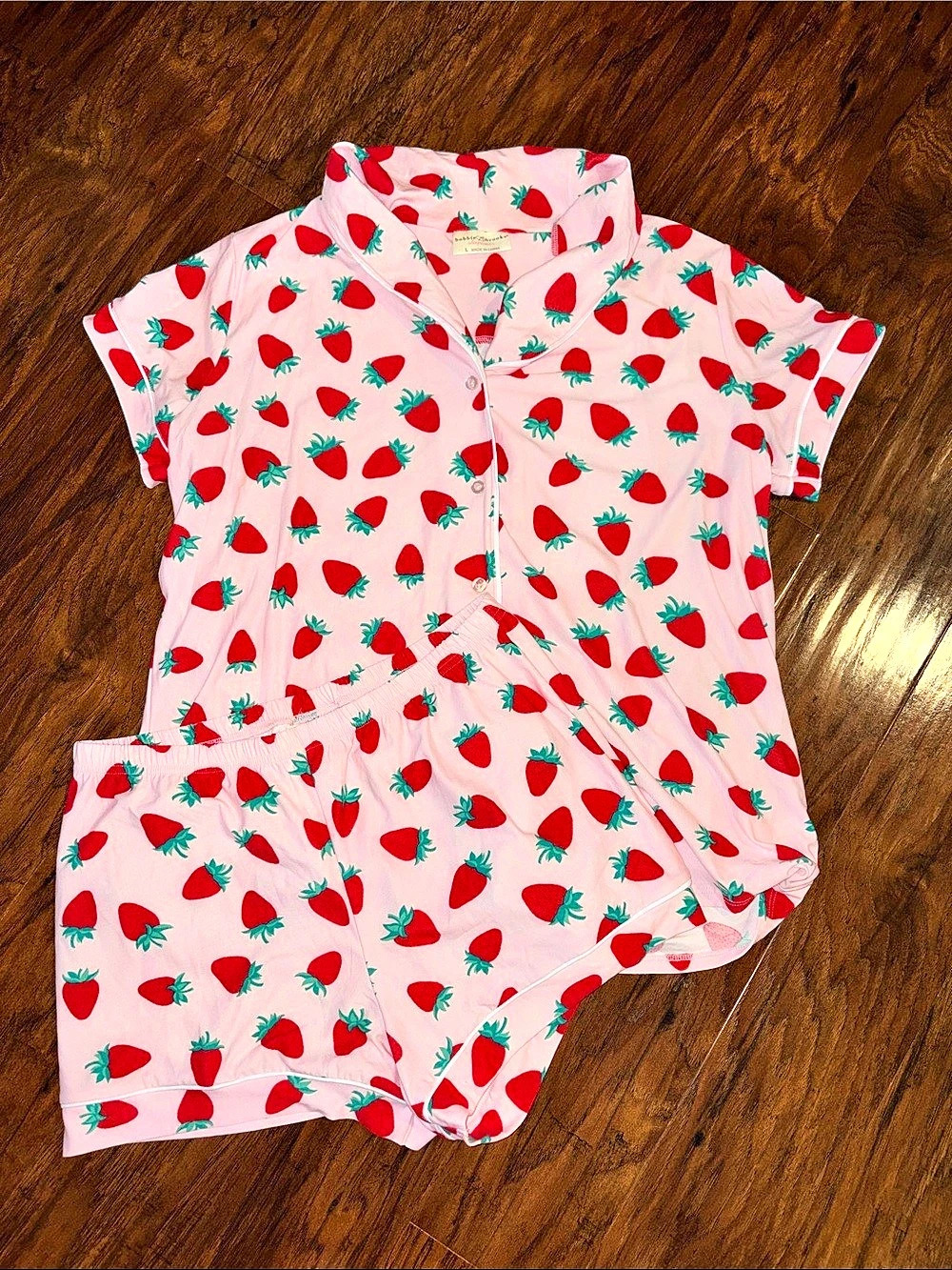 Bobbie Brooks Strawberry Print Sleepwear Pajama Set Pajama Set Pink & Red Medium
